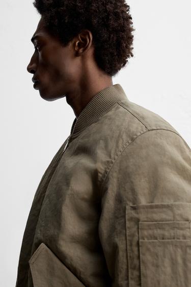 PADDED BOMBER JACKET - Brown / Green by Zara - Image 6