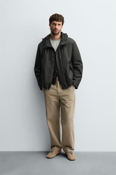 RUBBERISED EFFECT PARKA WITH HOODIE - Black by Zara