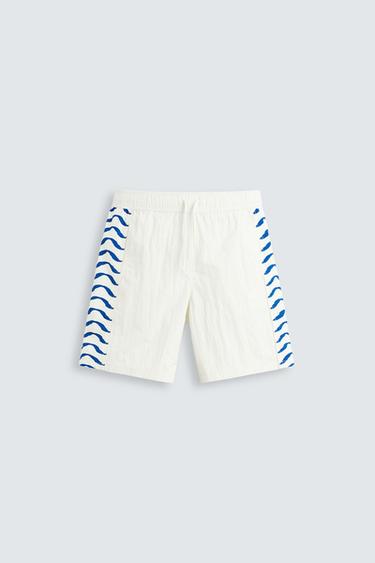 WAVY LONG SWIMMING TRUNKS - Ecru by Zara