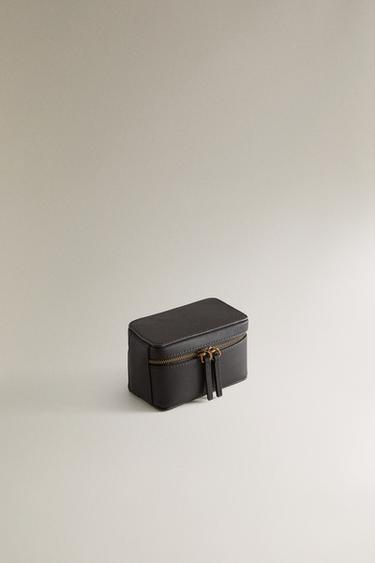 LEATHER TRAVEL JEWELLERY BOX - Chocolate Brown by Zara - Image 1