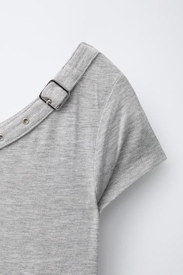 ASYMMETRIC DRESS WITH RUFFLES AND BUCKLE - Grey marl by Zara - Image 2