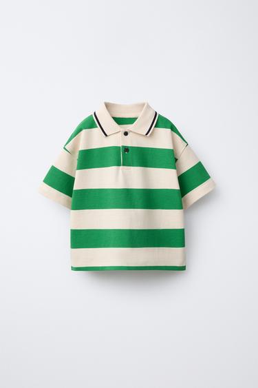 STRIPED POLO SHIRT - Green by Zara
