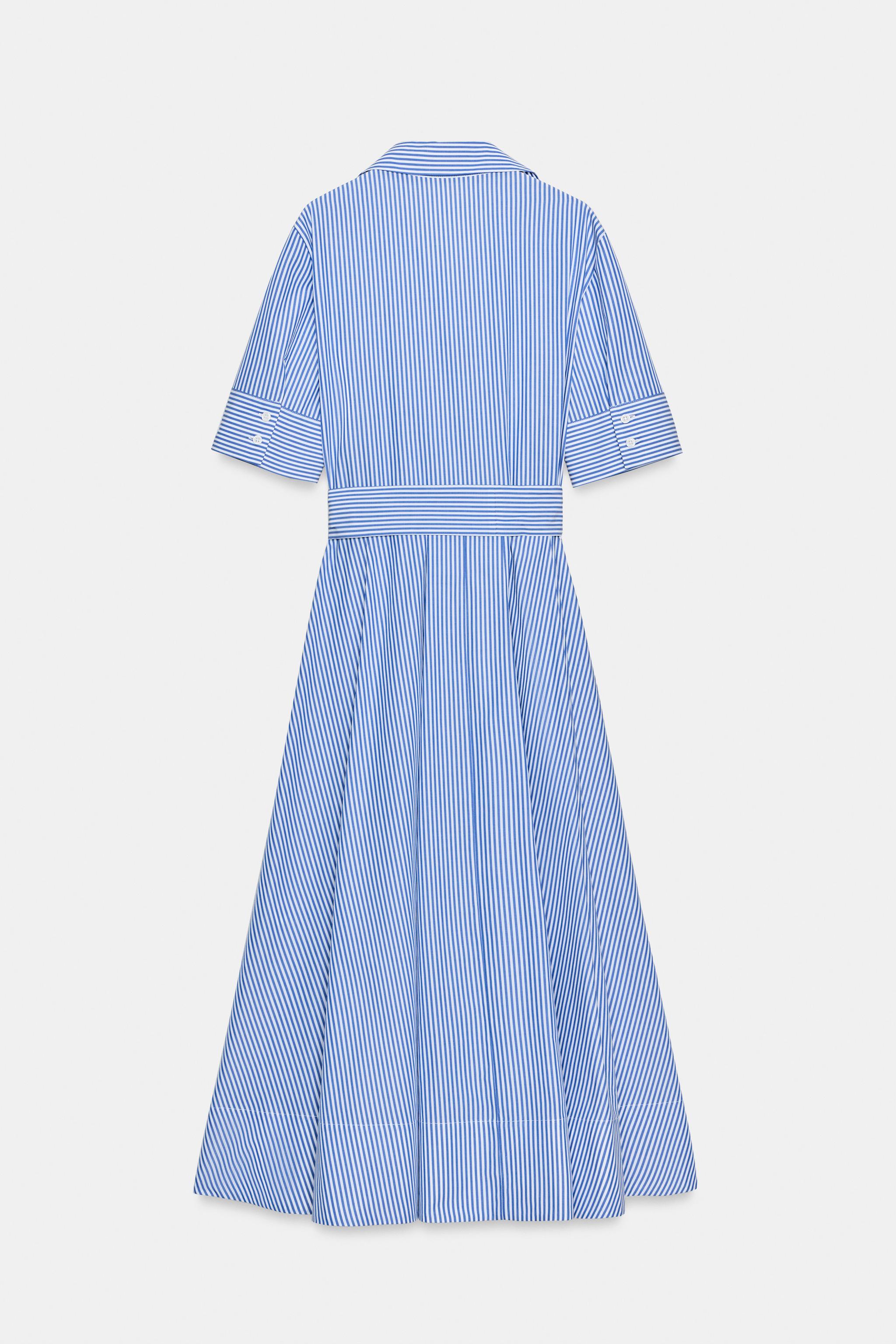 ZW COLLECTION STRIPED POPLIN DRESS WITH BELT - Blue | ZARA Australia ZW COLLECTION STRIPED POPLIN DRESS WITH BELT - Blue | ZARA Australia