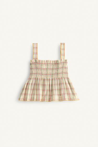 TOP À CARREAUX ET FLEURS BRODÉES LIMITED EDITION - Multicolore de Zara - Image 7