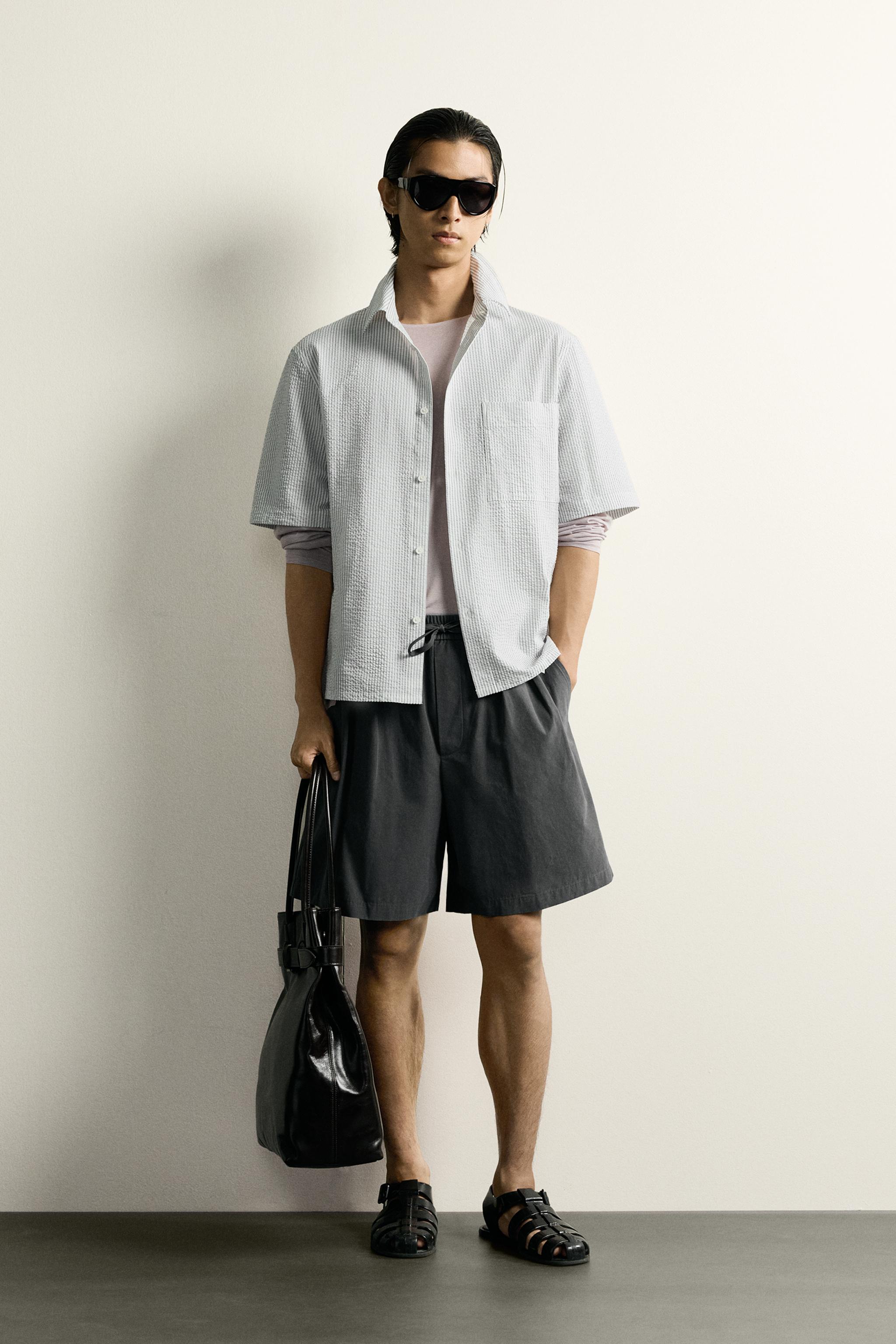 シアサッカー リラックスフィットシャツ - ストライプ | ZARA Japan / 日本