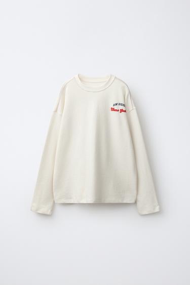 TEXT PRINT T-SHIRT — Oyster-white 3