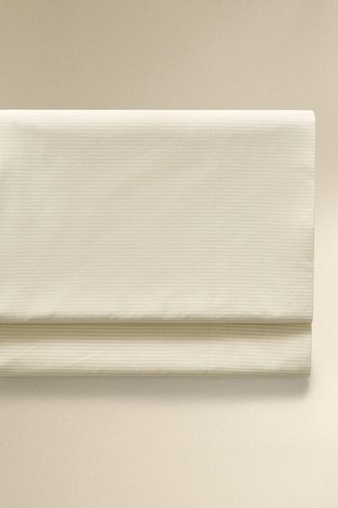 Zara STRIPED PRINT FLAT SHEET - White - Image 0