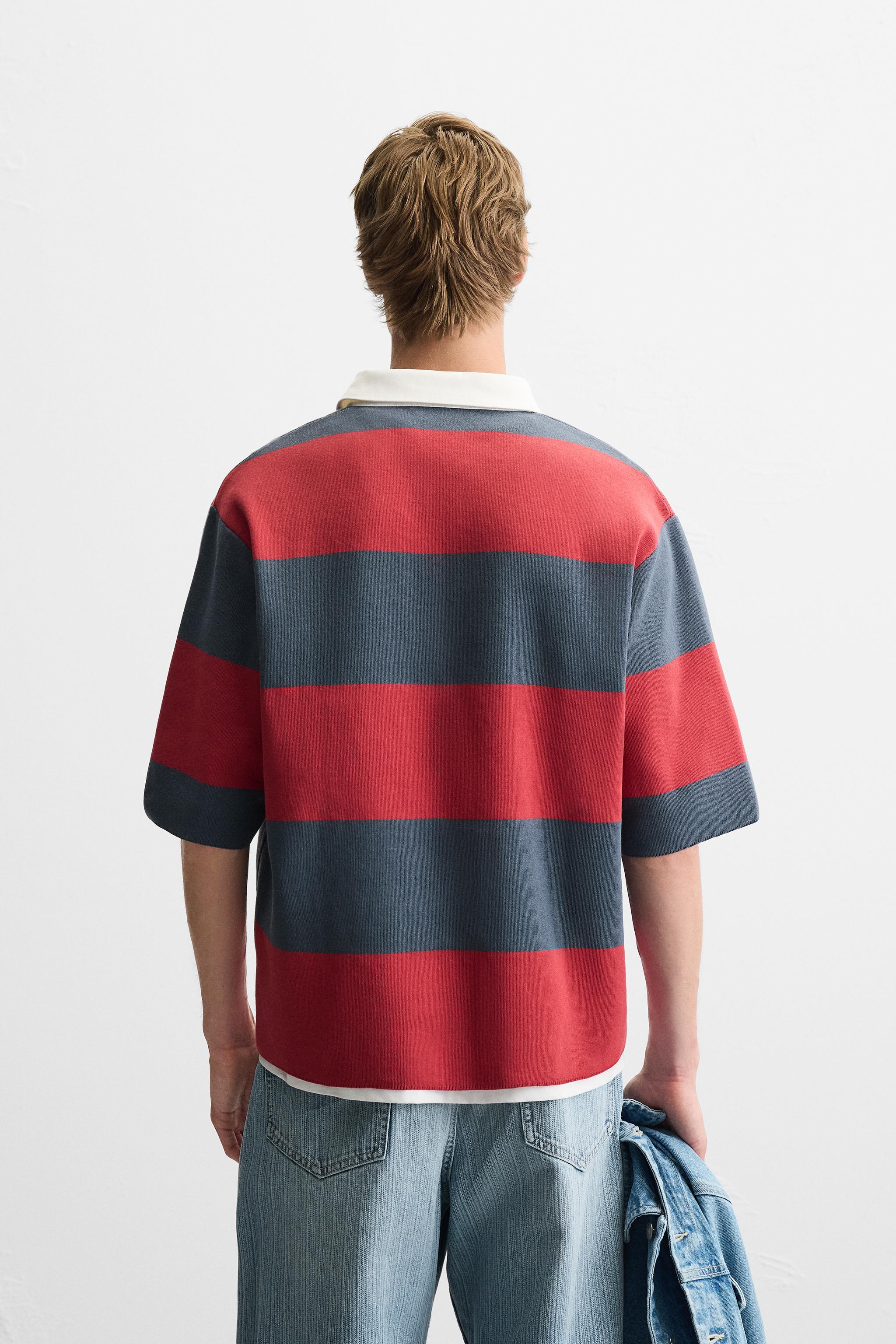 STRIPED KNIT POLO - Ink blue | ZARA United States STRIPED KNIT POLO - Ink blue | ZARA United States
