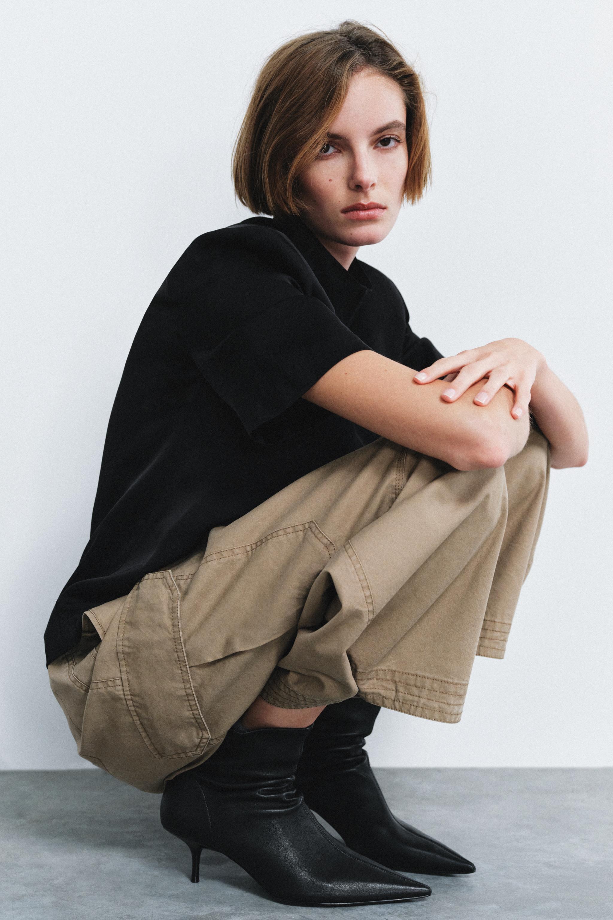 LIMITED EDITION レザー ショートブーツ - ブラック | ZARA Japan / 日本