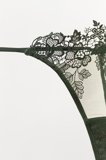 LACE MESH THONG - GREEN by Zara - Image 2