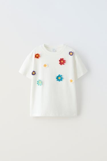 Zara CROCHET FLOWERS TOP - White