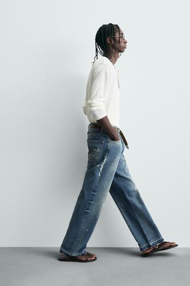 LOOSE FIT SPLATTER JEANS - Light blue by Zara - Image 5