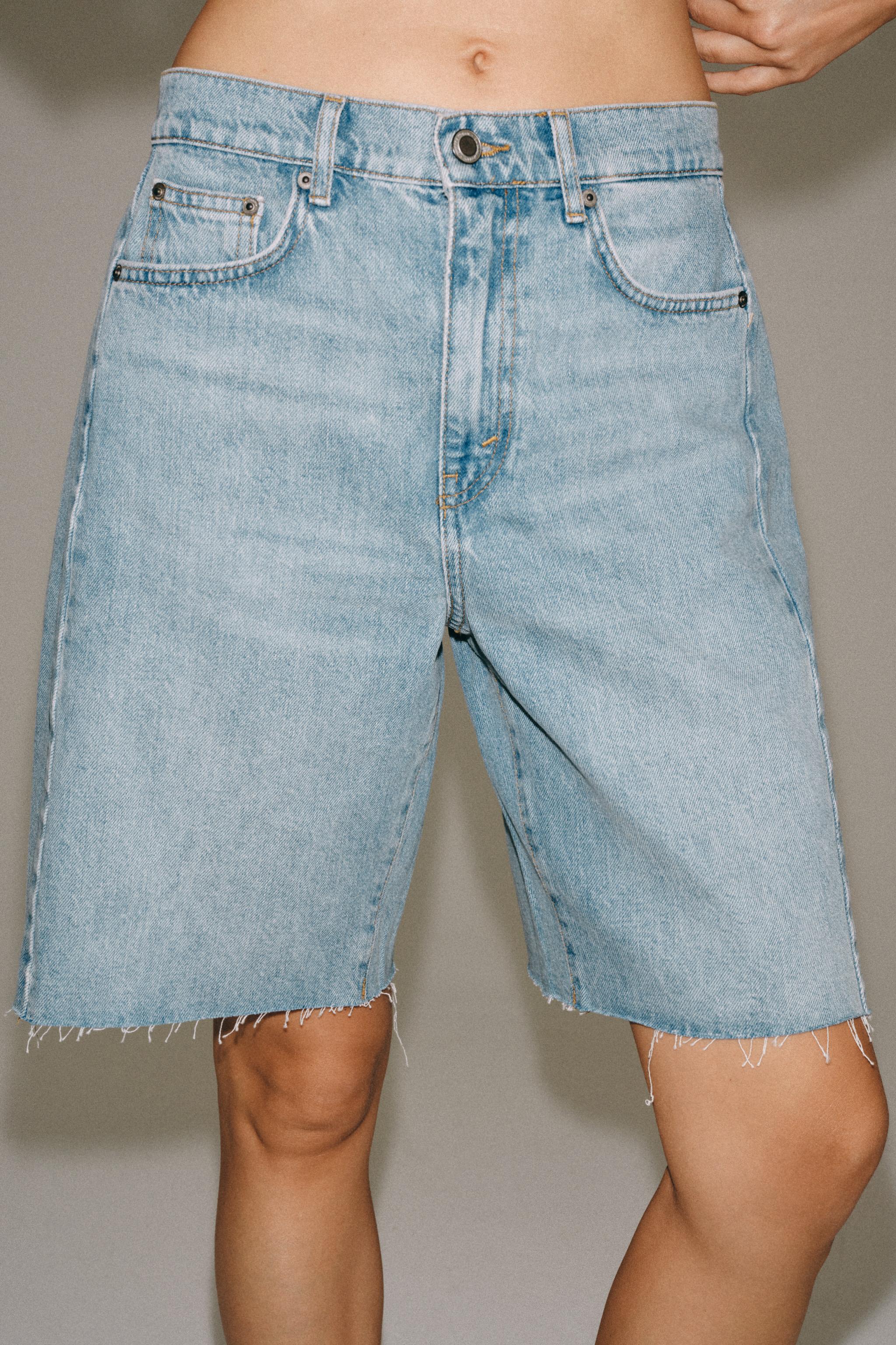 ZW COLLECTION RELAXED FIT MID-RISE DENIM SHORTS — Faded blue