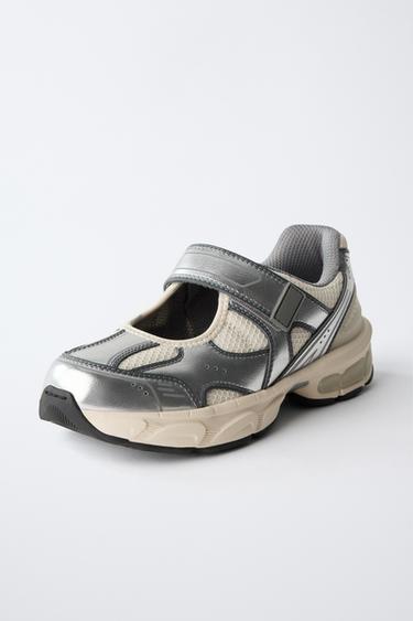 METALLIC OPEN TRAINERS - Silver by Zara - Image 2