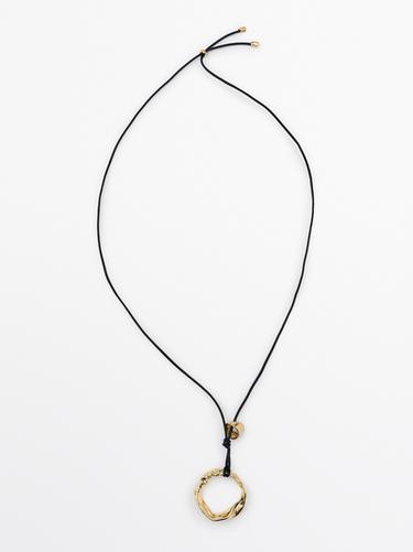 Zara Leather necklace with irregular piece - Golden - Image 0