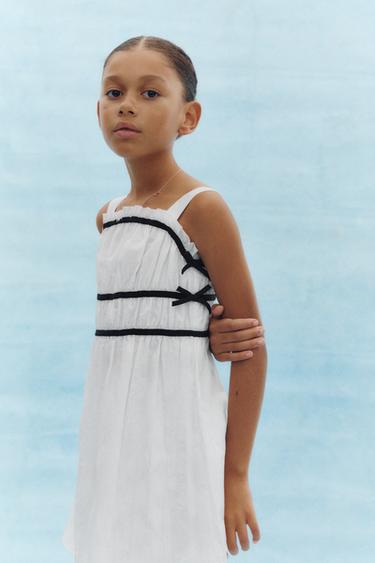 CONTRAST BOW DRESS - Ecru by Zara