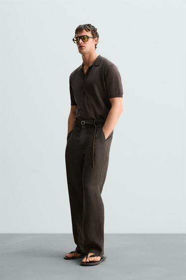 PANTALÓN TRAJE VISCOSA - LINO LIMITED EDITION - Marrón de Zara - Imagen 0