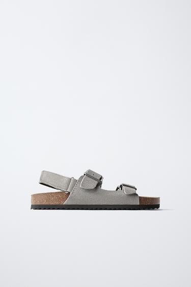 LEATHER BUCKLE SANDALS - Grey by Zara