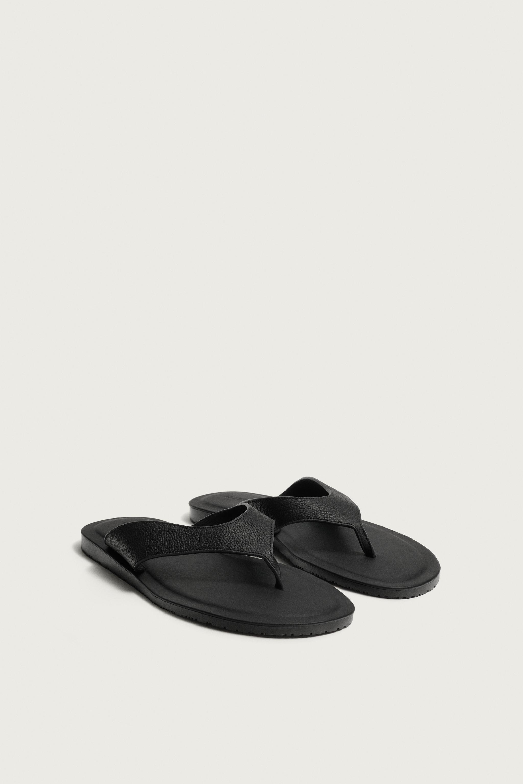 Leather Strap Sandals — Black (alternate view)