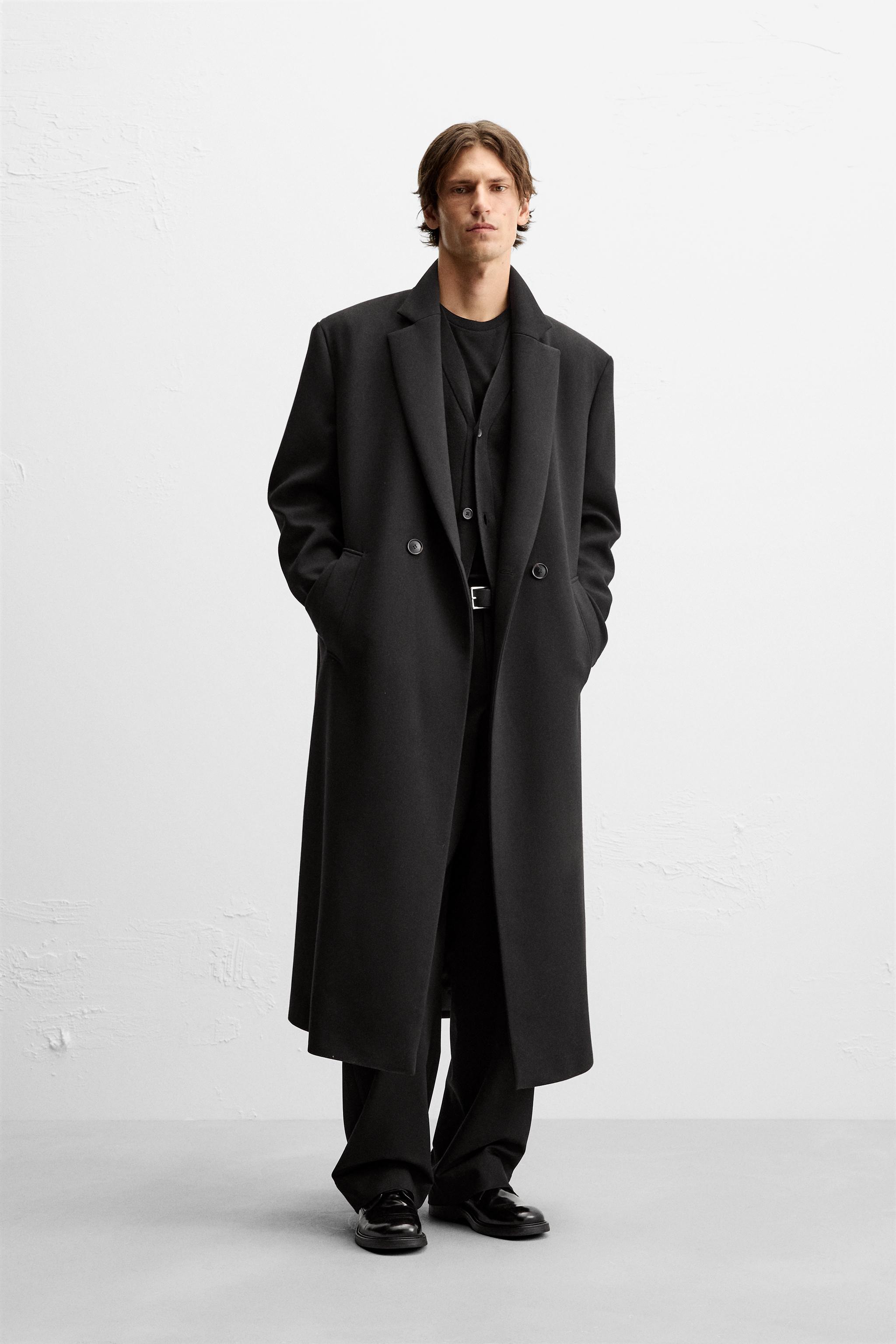 MANTEAU LONG STRUCTURE Noir ZARA Belgique Belgium