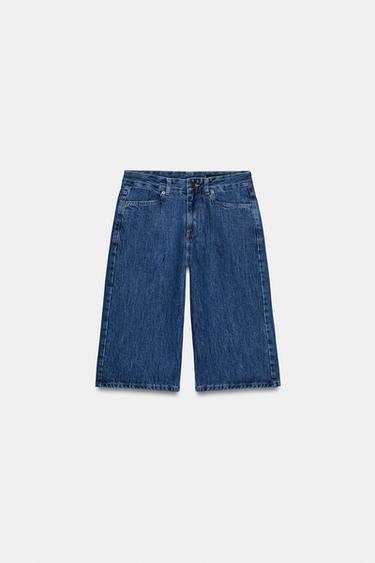 ZW COLLECTION MID-WAIST DENIM BERMUDA SHORTS - Mid-blue by Zara