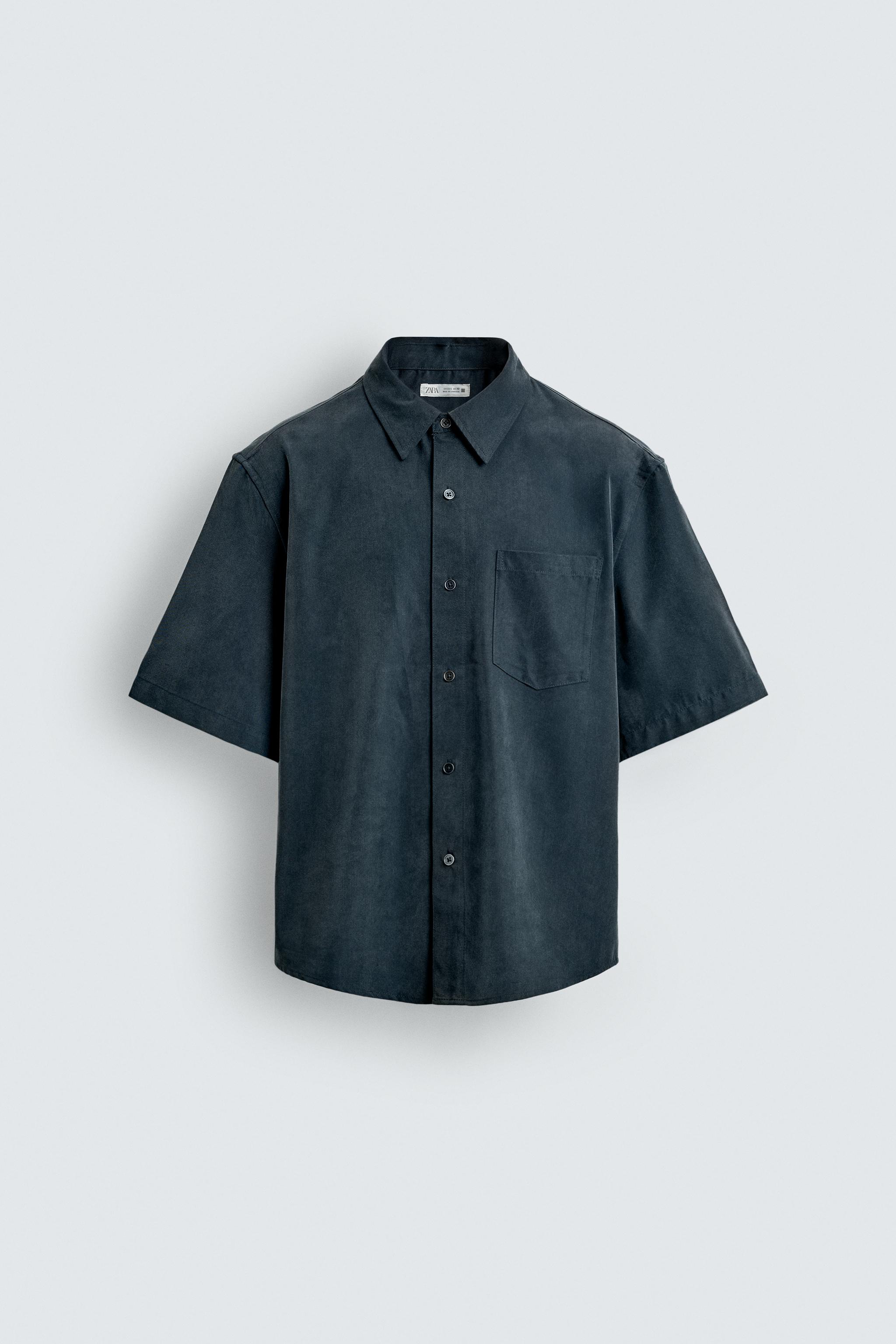 ウォッシュド リラックスフィットシャツ - ウォッシュ群青色 | ZARA