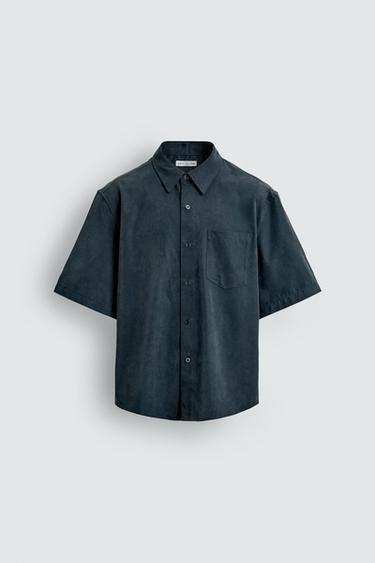 FADED-EFFECT RELAXED FIT SHIRT - washed petrol by Zara