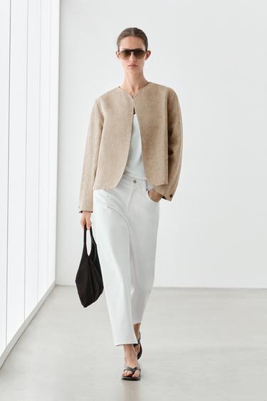 Zara Bomber jacket with flecked detail - Beige - Image 0
