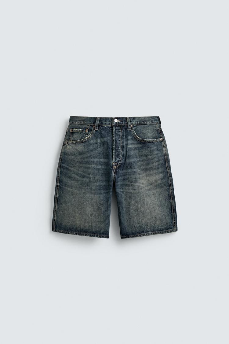 ZARA STRAIGHT-LEG DENIM BERMUDA SHORTS