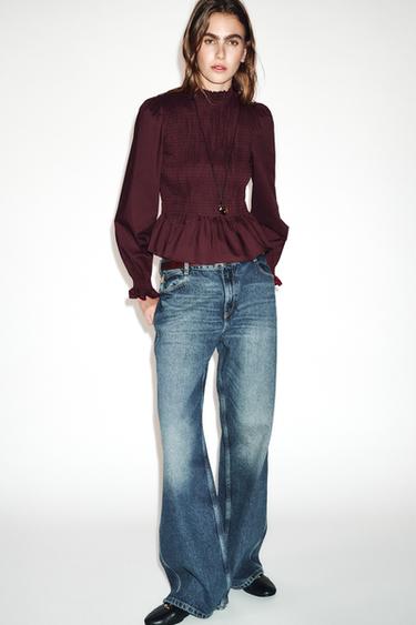 CAMISA NIDO DE ABEJA - Burgundy de Zara