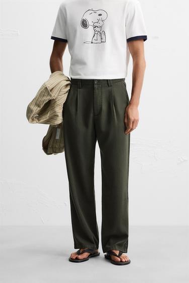 LYOCELL PLEATED TROUSERS - Green by Zara - Image 1