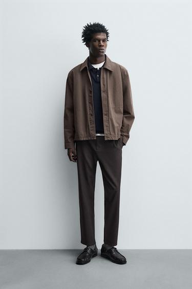 TEXTURED COMFORT TROUSERS - Brown by Zara