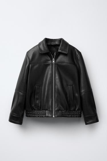 Zara FAUX LEATHER BOMBER - Black - Image 0