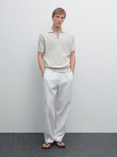Polo en maille à col en V - 201 de Zara - Image 0