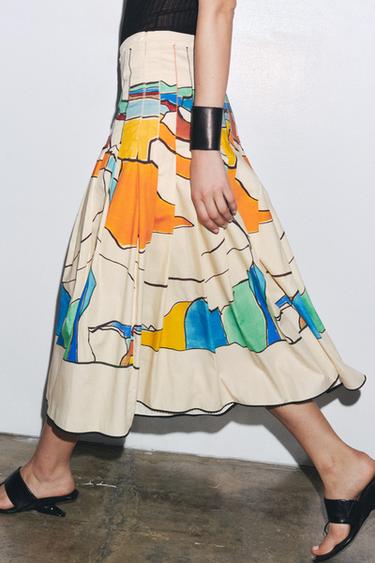 ZW COLLECTION PRINTED PLEATED SKIRT - Printed by Zara - Image 4