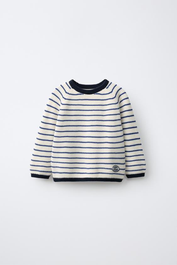 STRIPED KNIT JUMPER - Blue by Zara - Image 0