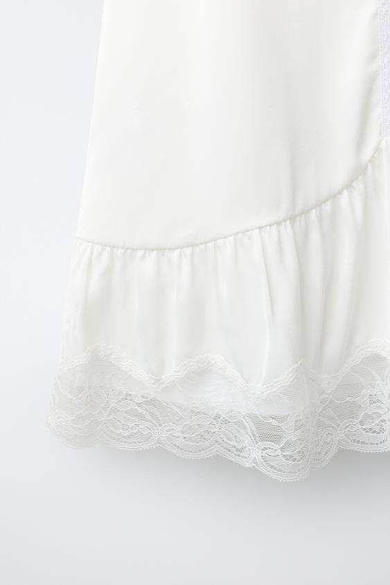 ROBE STYLE LINGERIE BIMATIÈRE - Blanc de Zara - Image 3