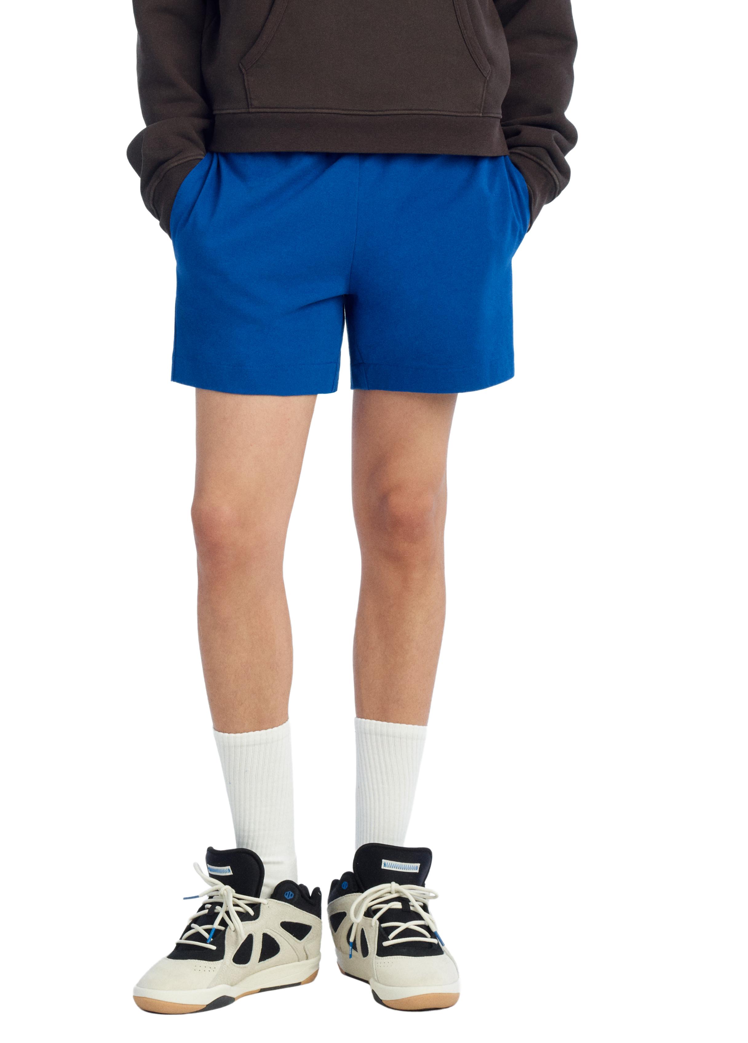 COTTON PAPERBAG WAIST SHORTS — Blue