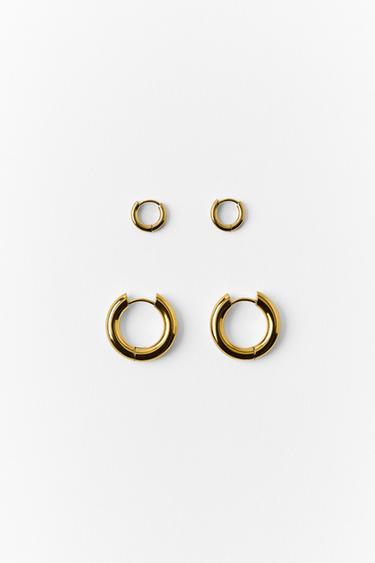 Zara PACK OF HOOP EARRINGS - Golden