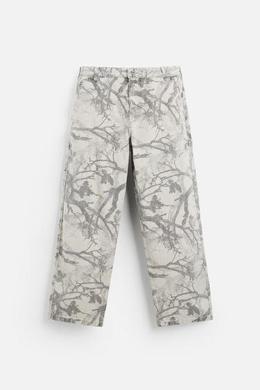 CALÇA CARPENTER ESTAMPADA - Cinzento da Zara