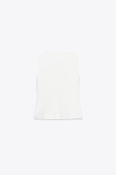 GILET SERGÉ BOUTONS - Blanc de Zara - Image 4