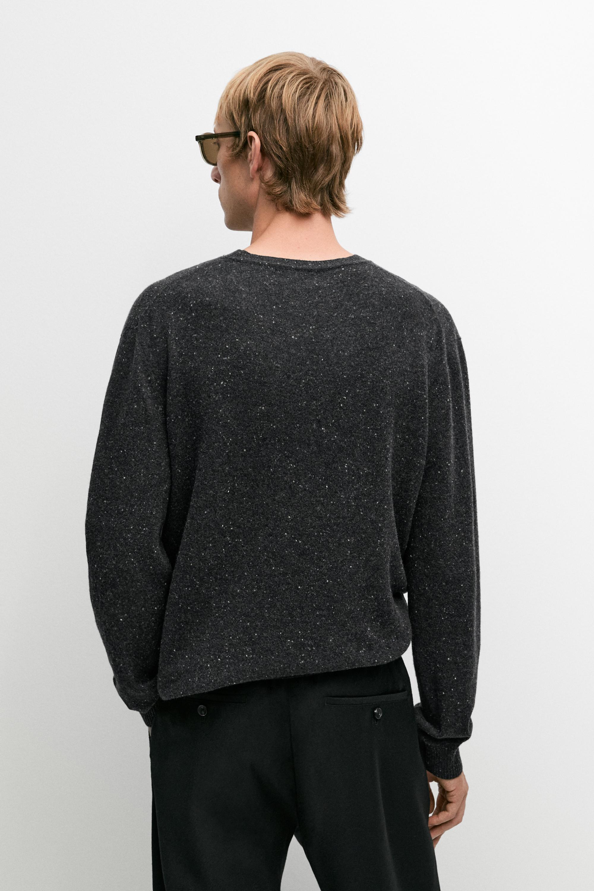 Flecked wool-blend knit sweater
