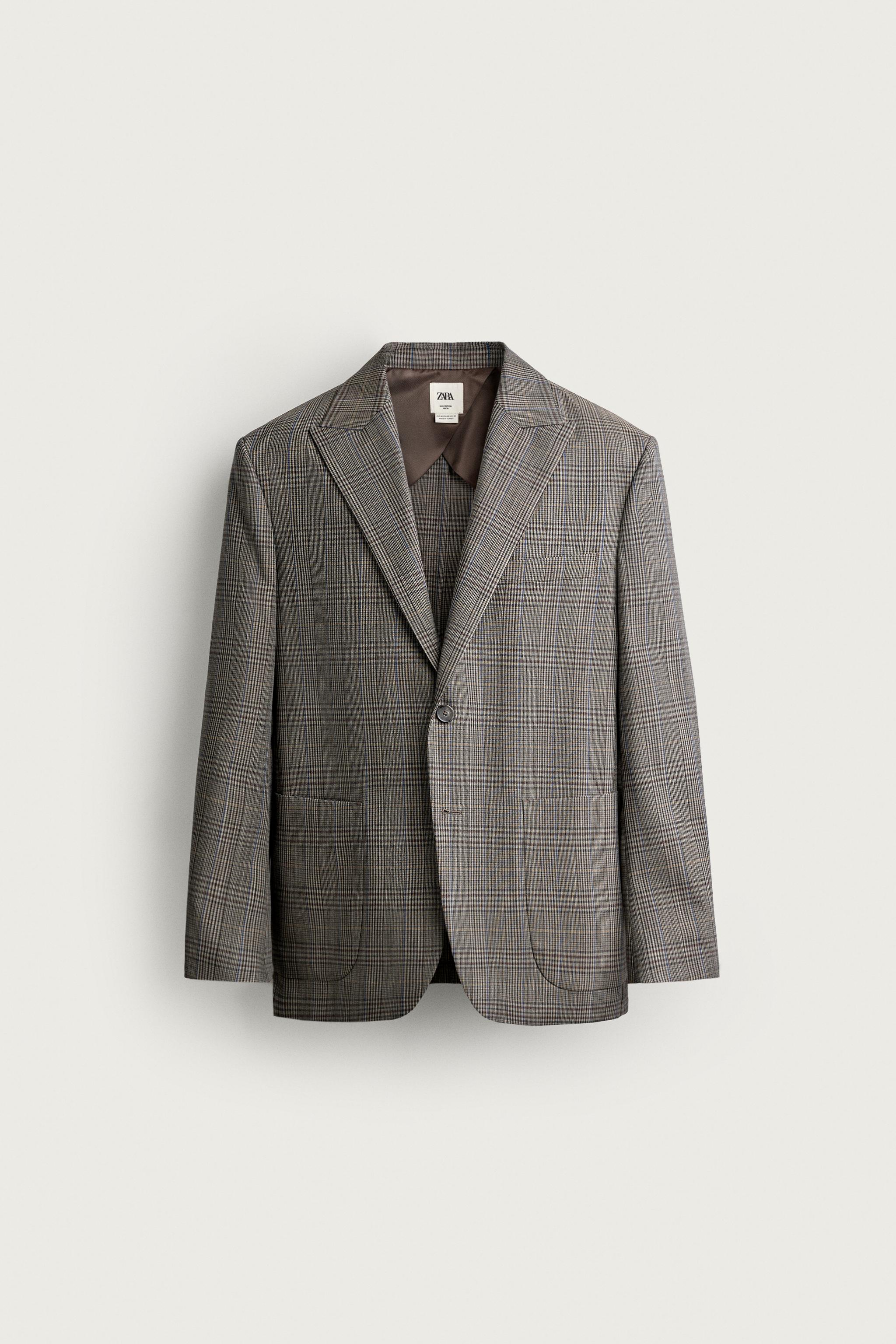 100% WOOL RELAXED FIT PLAID BLAZER