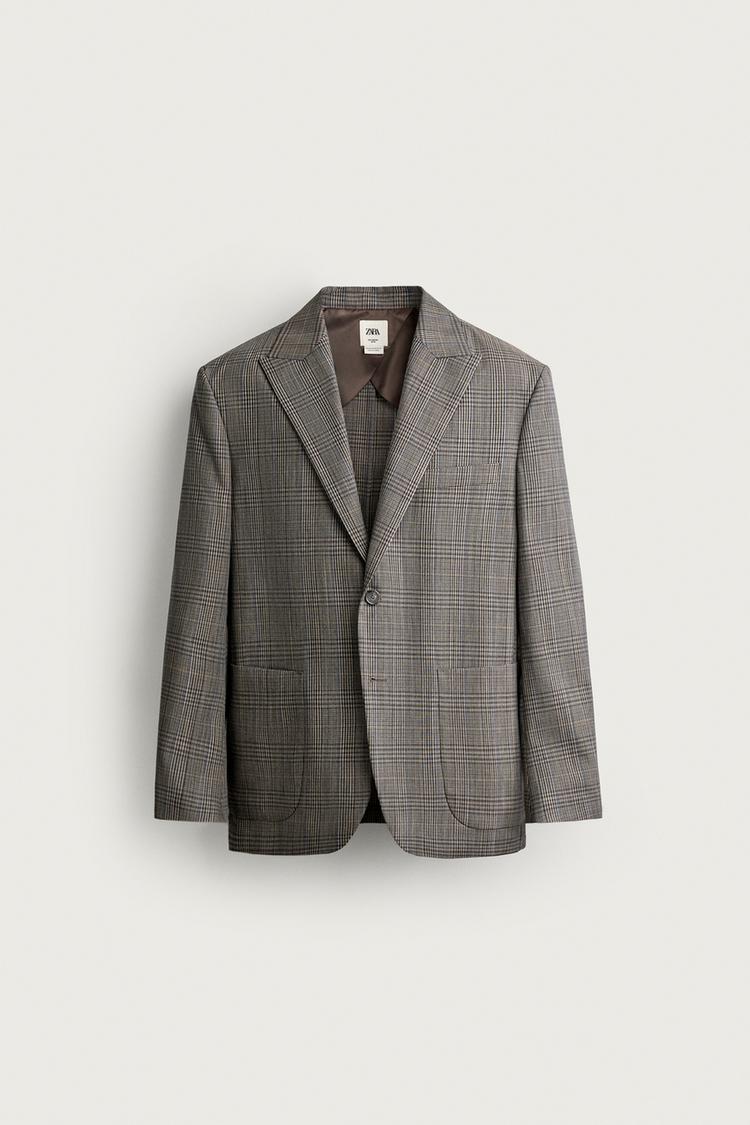 Blazer de cuadros de corte relajado 100% lana 2