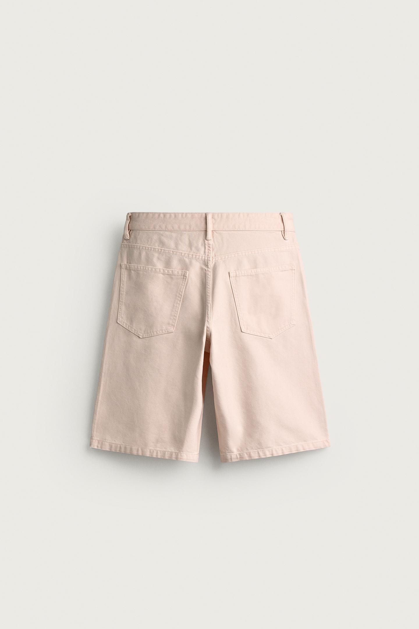 Мужские шорты Zara Relaxed Fit Denim Shorts, цвет: Розовый — фото 7