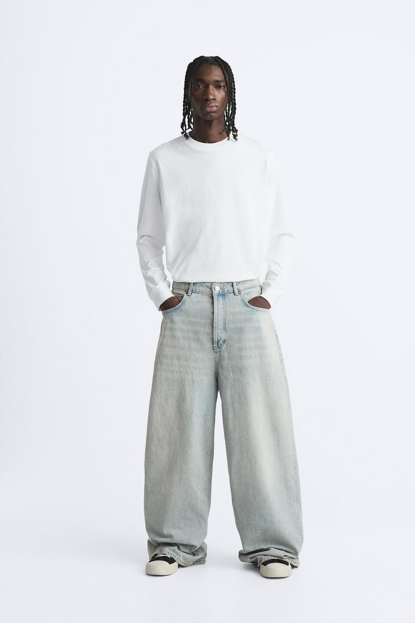 OVERDYED BAGGY JEANS - Sky blue