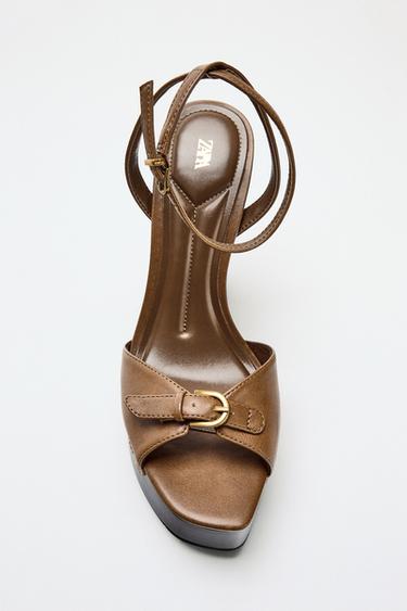 Zara PLATFORM SANDALS - Brown