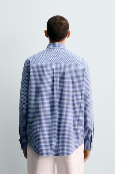 REGULAR FIT CHECK SHIRT - Blue by Zara - Image 2