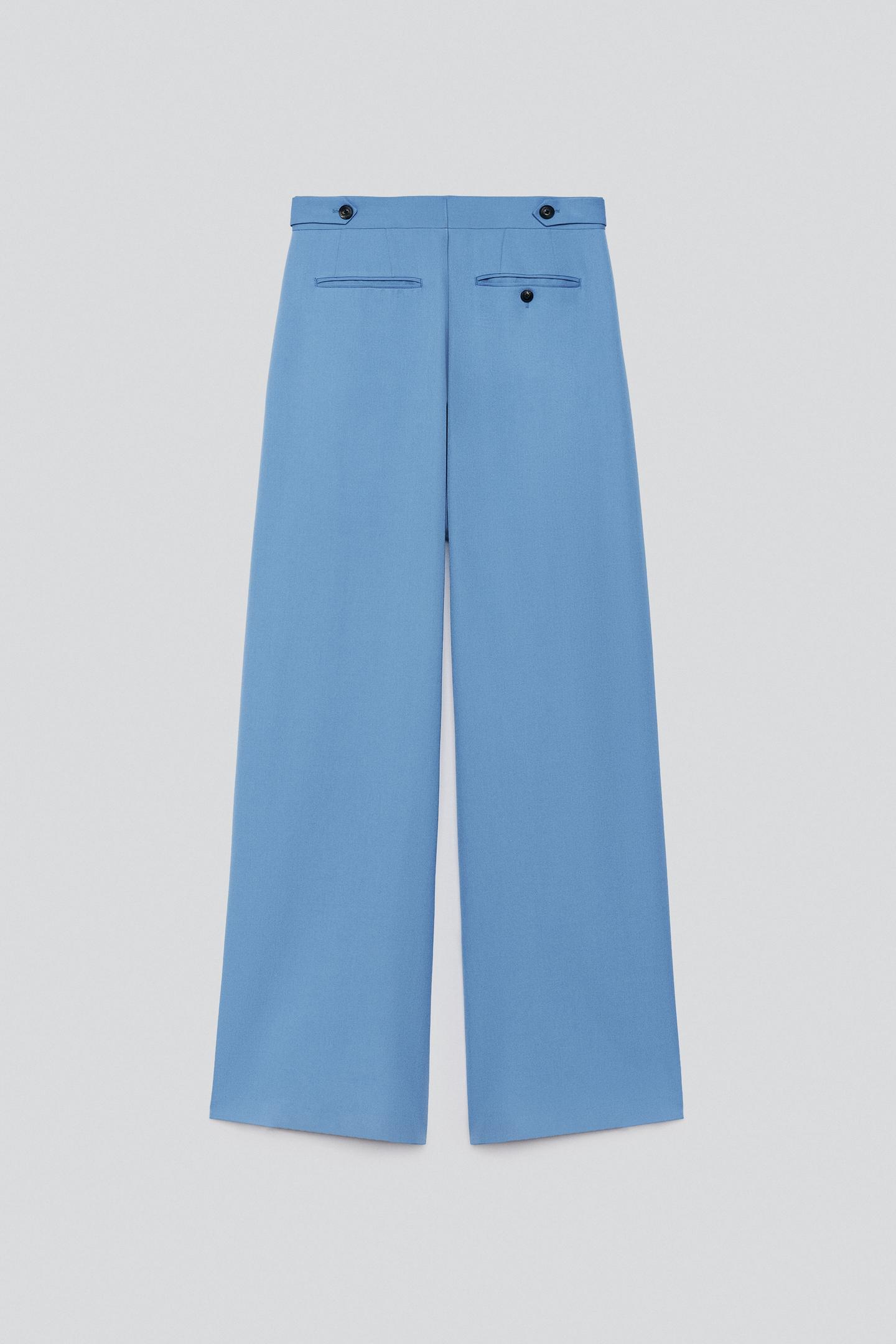 Мужские брюки Zara Relaxed Fit Pleated Suit, цвет: Синий — фото 4