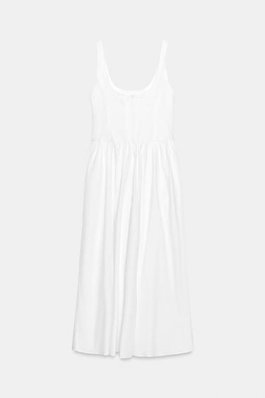 CORSETRY-INSPIRED POPLIN MIDI DRESS - White by Zara - Image 5